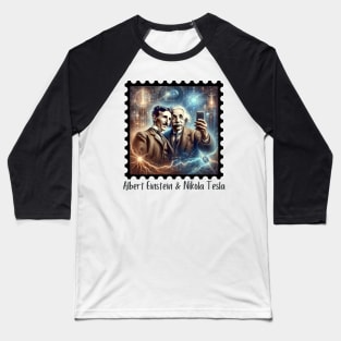 Einstein & Tesla Selfie II Baseball T-Shirt